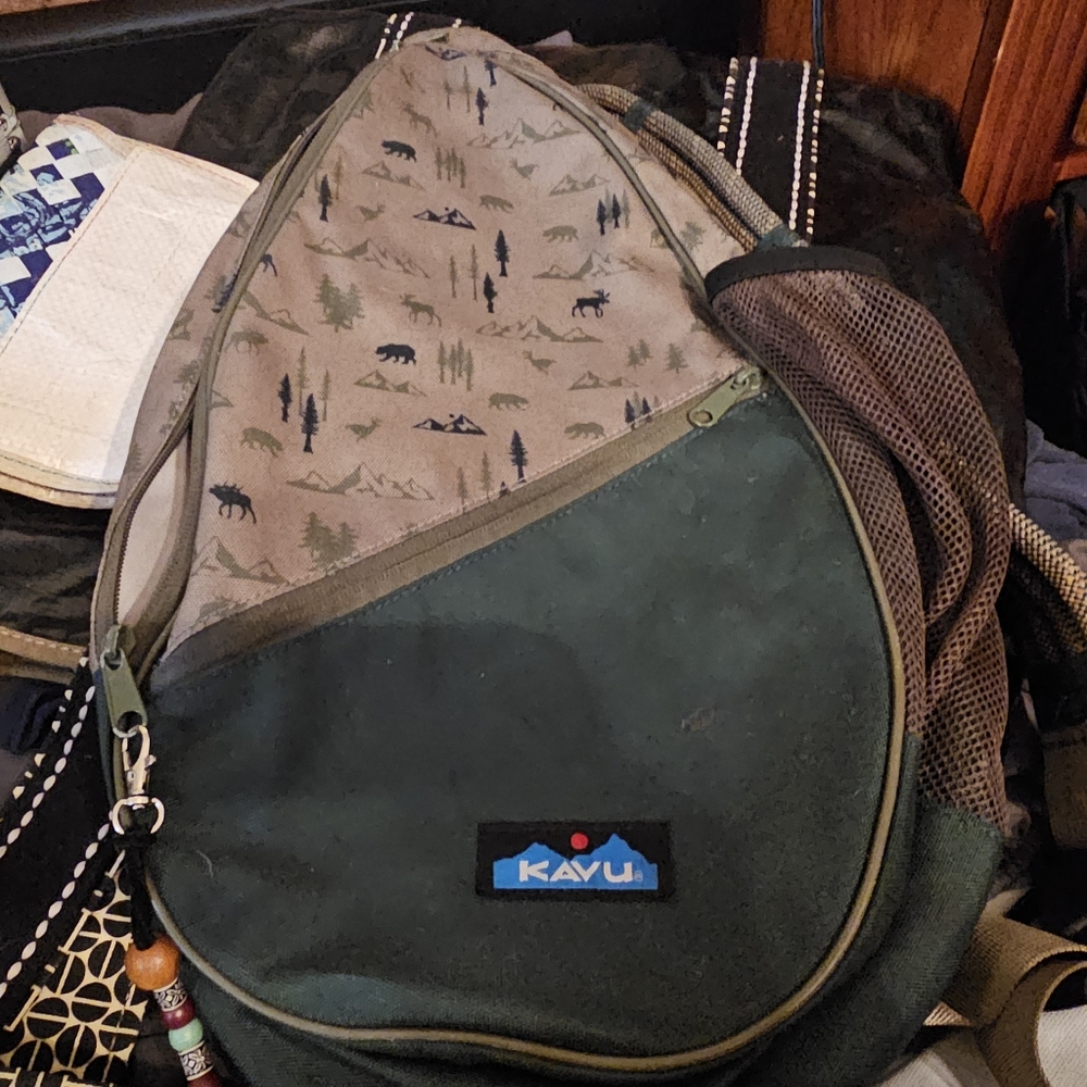 KAVU Forest Green and Beige Backpack